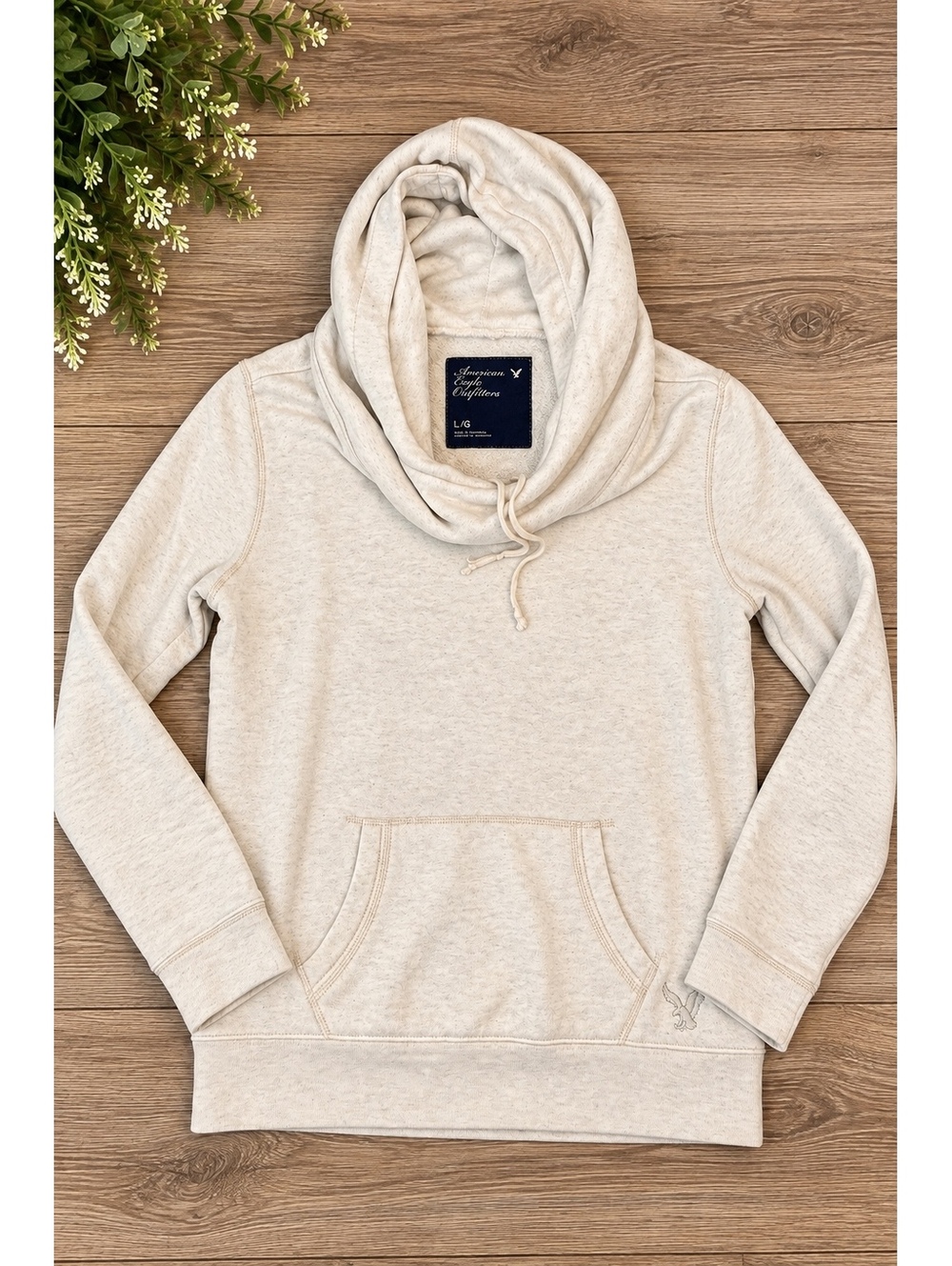 American Eagle Outfitters Women’s Large Cream Cowl Neck Pullover Sweatshirt